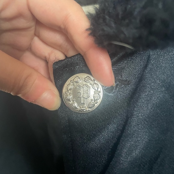 Vintage Navy Military-style Jacket with Fur Collar - Picture 2 of 7